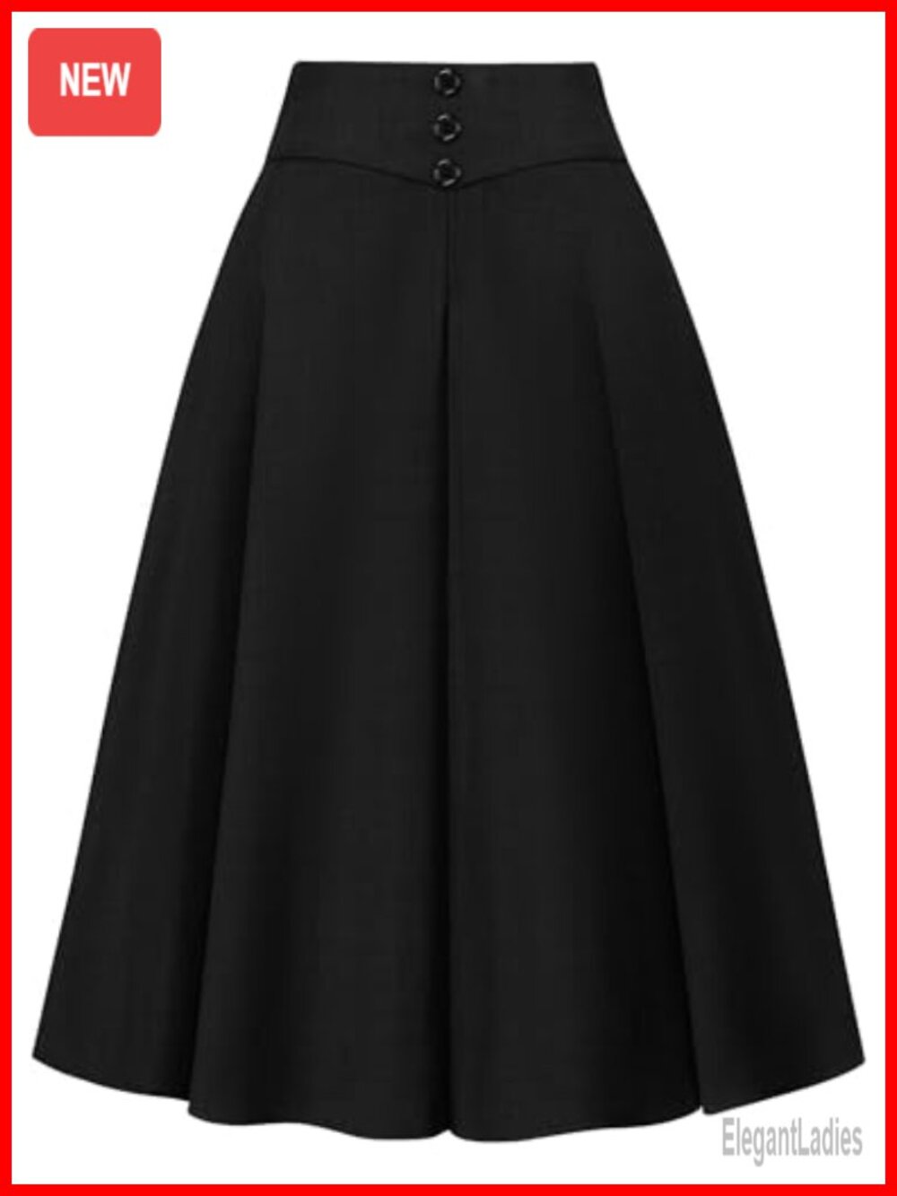 Womens Midi A-Line Skirt High Waisted Knee Length Vintage Work Skirt